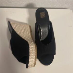 Chic Black and Cream Wedge Sandals